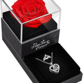 Norcalway Preserved Real Rose with Necklace & Ring