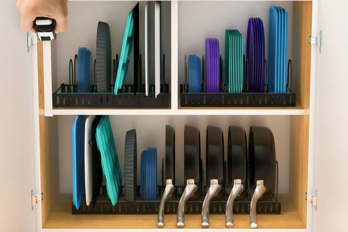 Small Kitchen Hacks: How a Pull-Out Pan Rack Maximizes Cabinet Space ...