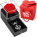 Norcalway Preserved Real Rose with Necklace & Ring